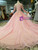 Pink Lace Appliques Long Sleeve Scoop Neck Wedding Dress With Beading