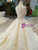 Light Champagne Lace Appliques V-neck Backless Wedding Dress With Beading