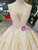 Light Champagne Lace Appliques V-neck Backless Wedding Dress With Beading