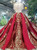 Luxury Red Ball Gown Sequins Bling Bling Backless With Beading Dress With Long Train
