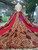 Luxury Red Ball Gown Sequins Bling Bling Backless With Beading Dress With Long Train