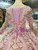 Purple Ball Gown Sequins Long Sleeve Embroidery Appliques Wedding Dress With Beading
