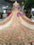 Champagne Sequins Long Sleeve Embroidery Appliques Wedding Dress With Beading