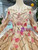 Champagne Sequins Long Sleeve Embroidery Appliques Wedding Dress With Beading