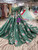 Green Sequins Long Sleeve Embroidery Appliques Wedding Dress With Beading