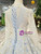 Blue Lace Sequins High Neck Long SLeeve Wedding Dress With Beading