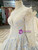 Blue Lace Sequins High Neck Long SLeeve Wedding Dress With Beading