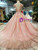 Pink Sequins Ball Gown Cap Sleeve Backless Appliques Wedding Dress