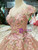 Pink Sequins Ball Gown Cap Sleeve Backless Appliques Wedding Dress