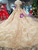 Champagne Gold Tulle Lace Appliques Off The Shoulder Wedding Dress With Beading