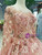 Pink Lace Appliques Sequins Long Sleeve Wedding Dress With Little Train