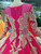 Fuchsia Tulle Champagne Lace Appliques Long Sleeve Wedding Dress