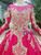 Fuchsia Tulle Champagne Lace Appliques Long Sleeve Wedding Dress