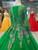 Green Ball Gown Tulle Appliques Embroidery Long Sleeve Wedding Dress