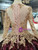 Burgundy Sequins Champagne Lace Appliques Long Sleeve Wedding Dress