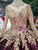 Burgundy Sequins Champagne Lace Appliques Long Sleeve Wedding Dress