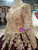Burgundy Sequins Champagne Lace Appliques Long Sleeve Wedding Dress