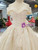 Champagne Ball Gown Tulle Sequins Off The Shoulder Wedding Dress With Train