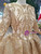 Champagne Gold Sequins Bling Bling 3/4 Sleeve Wedding Dress With Long Train