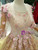 Pink Sequins Scoop Half Sleeve Appliques Wedding Dress With Beading