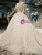 Champagne Ball Gown Sequins Appliques Off The Shoulder Wedding Dress