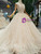 Champagne Tulle Lace Appliques High Neck Backless Wedding Dress With Train