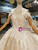 Champagne Ball Gown Tulle Appliques Off The Shoulder Wedding Dress With Train