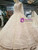 Champagne Tulle Sequins Bling Bling High Neck Long Sleeve Wedding Dress With Beading