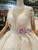 Champagne Ball Gown Sequins Lace Appliques Bateau Cap Sleeve Wedding Dress