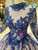 Blue Lace Appliques High Neck Long Sleeve Wedding Dress With Beading