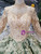 Green Ball Gown Sequins Appliques High Neck Long Sleeve Wedding Dress