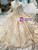 Champagne Ball Gown Appliques Long Sleeve Weddign Dress With Beading