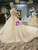 Champagne Tulle Sequins Lace Appliques Off The Shoulder Wedding Dress