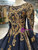 Navy Blue Lace Sequins Appliques Long Sleeve Wedding Dress With Train