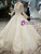 Ball Gown Sequins Tulle Long Sleeve High Neck Backless Wedding Dress