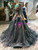 Dark Green Tulle Sequins Embroidery Appliques Long Sleeve Wedding Dress