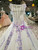 Ball Gown Tulle Sequins Purple Appliques Bateau Wedding Dress With Beading