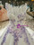 Ball Gown Tulle Sequins Purple Appliques Bateau Wedding Dress With Beading