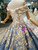 Blue Ball Gown Tulle Sequins Off The Shoulder Appliques Wedding Dress