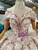 Pink Ball Gown Sequins Appliques Off The Shoulder Wedding Dress With Train