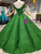 Green Ball Gown Sequins Off The Shoulder Floor Length Wedding Dress