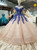 Champagne Pink Sequins Blue Appliques Of The Sholuder Wedding Dress