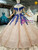 Champagne Pink Sequins Blue Appliques Of The Sholuder Wedding Dress