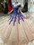 Champagne Pink Sequins Blue Appliques Of The Sholuder Wedding Dress