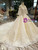 Champagne Tulle Lace Appliques Off The Shoulder Short Sleeve Wedding Dress