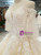 Champagne Tulle Lace Appliques Off The Shoulder Short Sleeve Wedding Dress