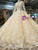 Champagne Ball Gown Tulle Sequins Lace Long Sleeve Wedding Dress