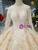 Champagne Ball Gown Tulle Sequins Lace Long Sleeve Wedding Dress