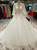 Ball Gown Tulle Sequins Long Sleeve Backless Appliques Wedding Dress