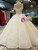 Champagne Ball Gown Lace Appliques Off The Shoulder Backless Wedding Dress